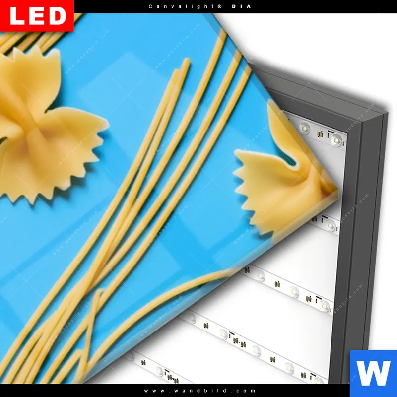 Wechselmotiv Acrylglas Canvalight® DIA | Pasta-Design - Moderne Küchenkunst | Schmal