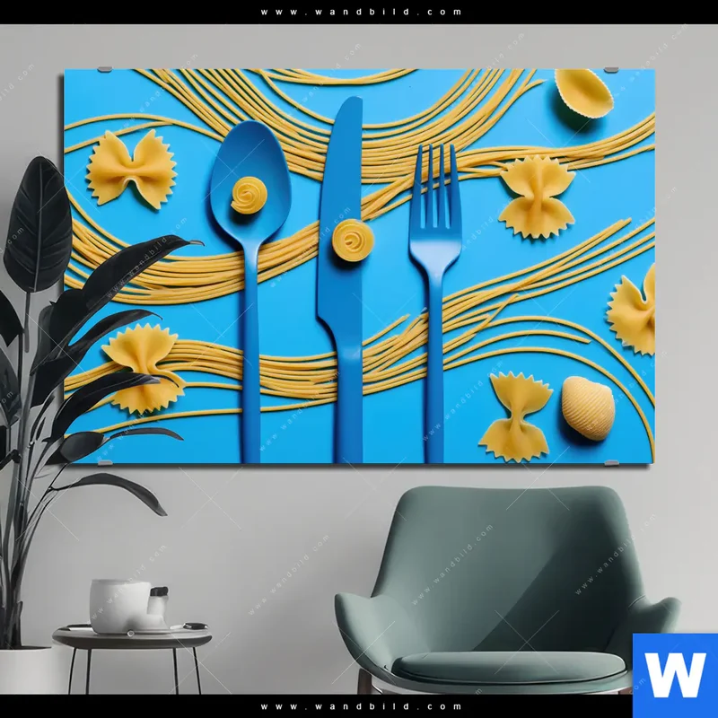Alu-Dibond Bild | Pasta-Design - Moderne Küchenkunst | Querformat