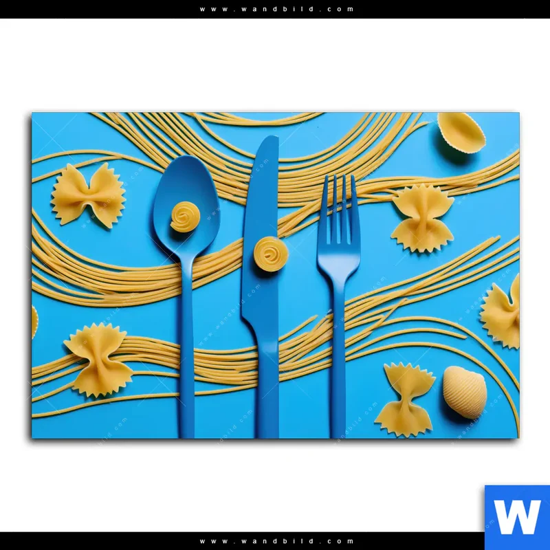 Alu-Dibond Bild | Pasta-Design - Moderne Küchenkunst | Querformat