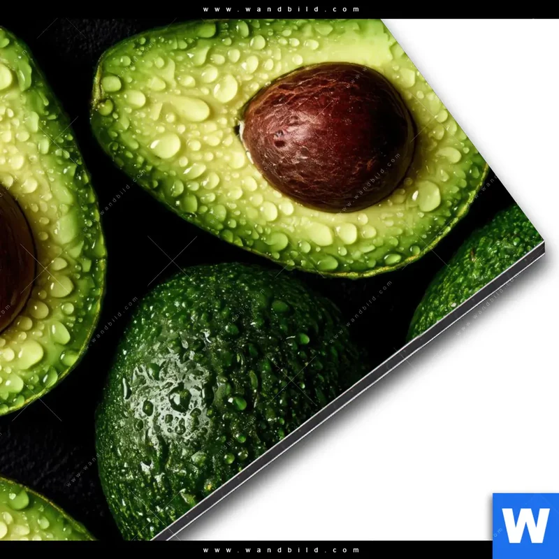 Alu-Dibond Bild | Avocados mit Wassertropfen | Rund