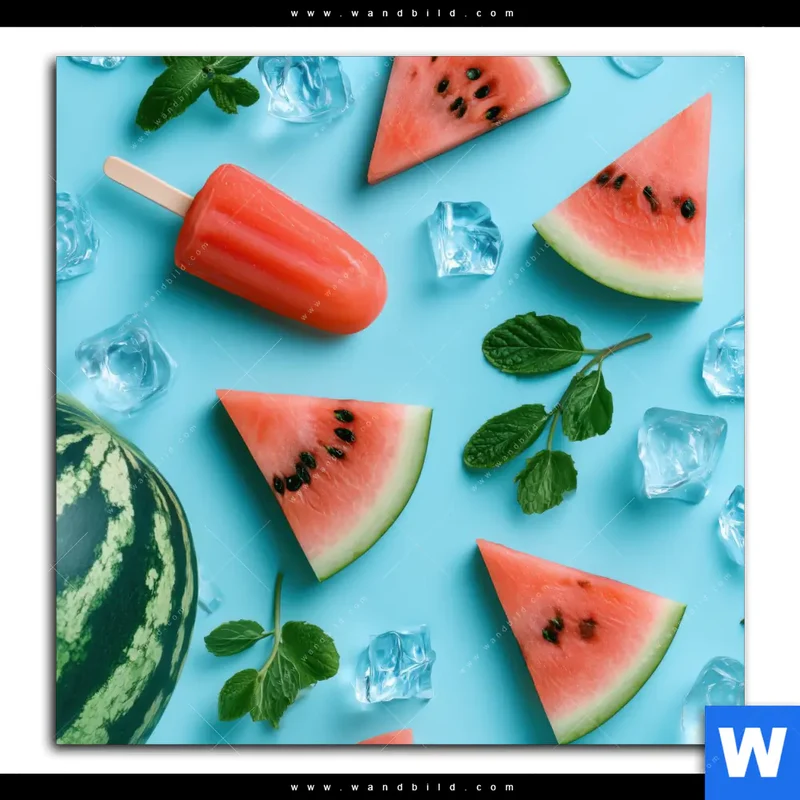 Alu-Dibond Bild | Sommergenuss mit Wassermelone | Quadrat