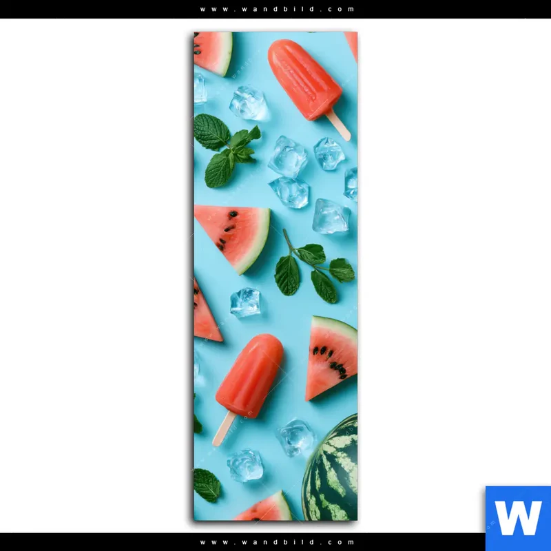 Aluminiumbild gebürstet | Sommergenuss mit Wassermelone | Schmal