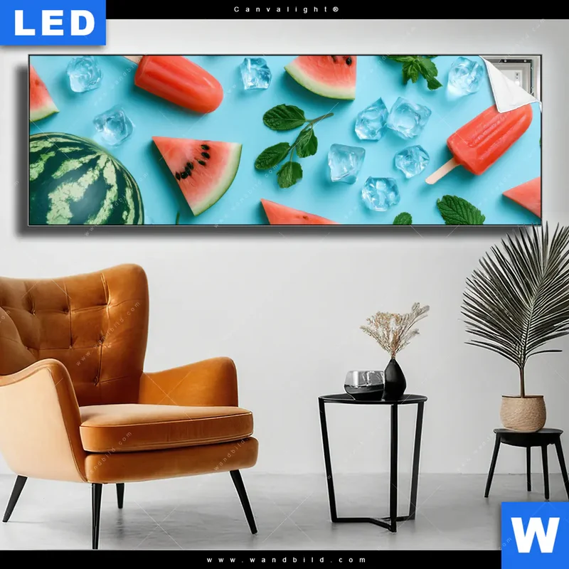 Canvalight® Leuchtbild | Sommergenuss mit Wassermelone | Panorama