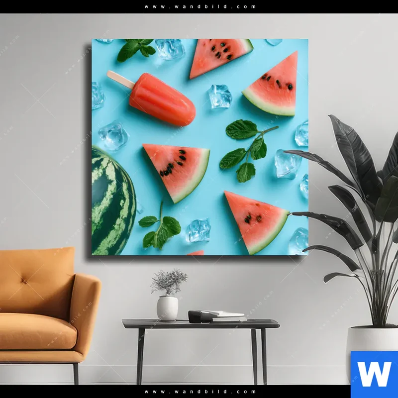 Leinwandbild | Sommergenuss mit Wassermelone | Quadrat