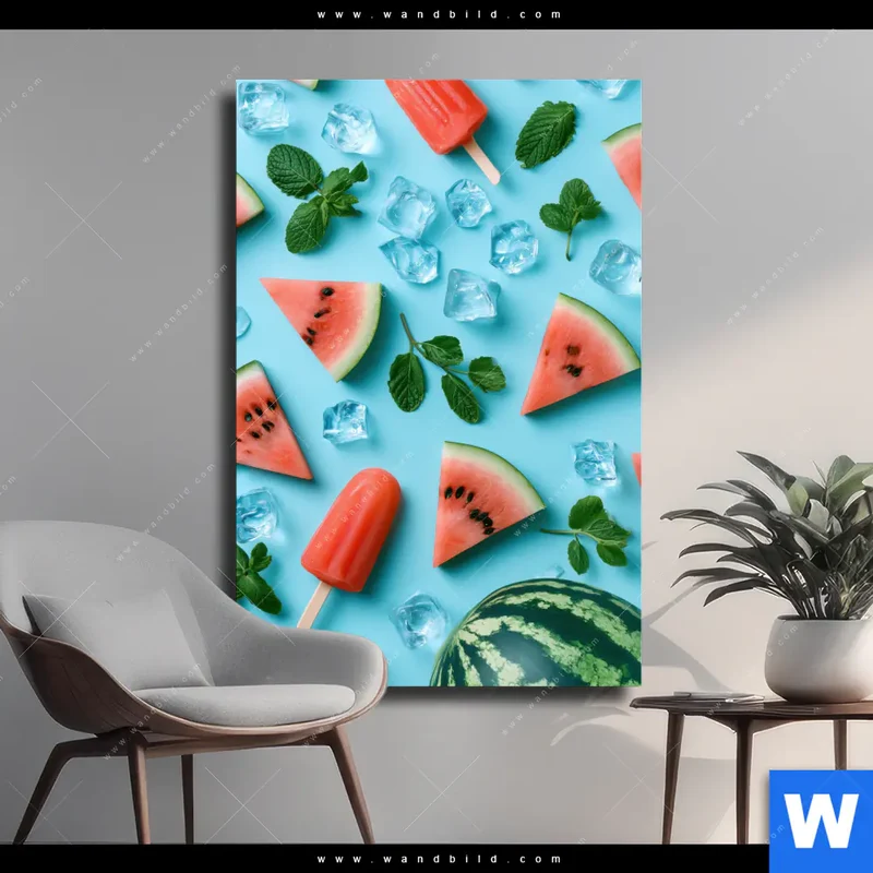 Leinwandbild | Sommergenuss mit Wassermelone | Hochformat