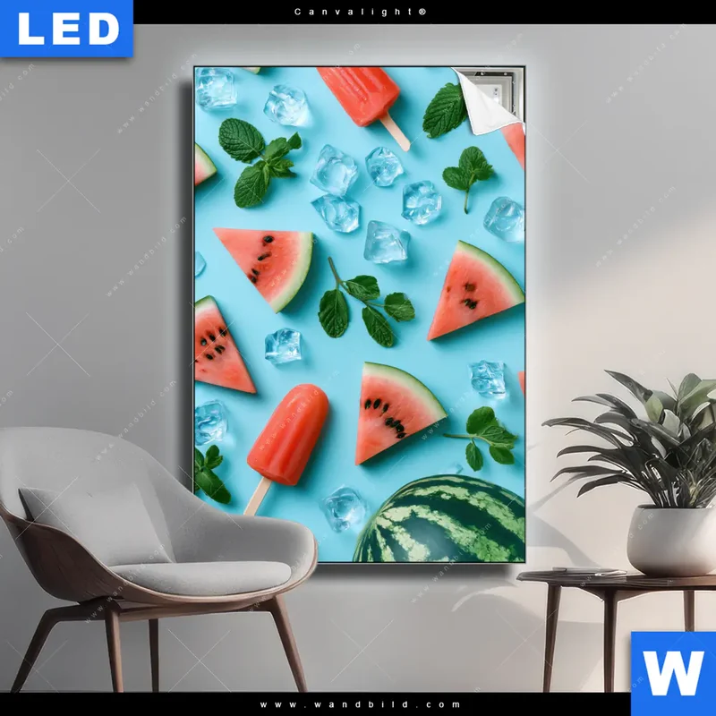 Canvalight® Leuchtbild | Sommergenuss mit Wassermelone | Hochformat