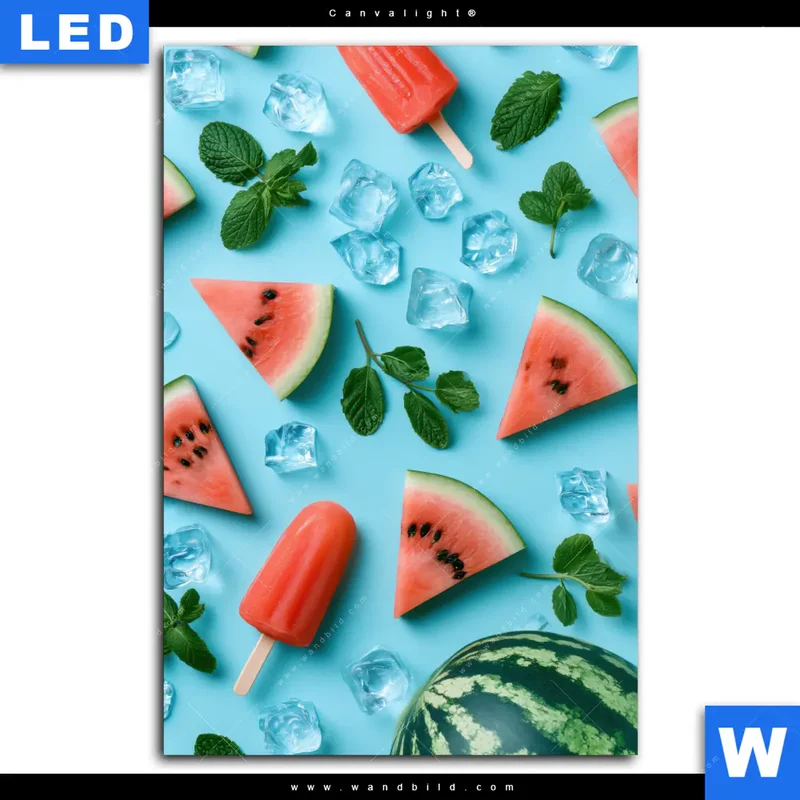 Canvalight® Leuchtbild | Sommergenuss mit Wassermelone | Hochformat