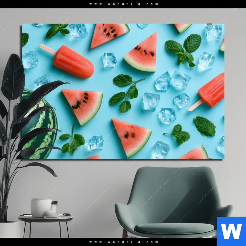 Alu-Dibond Bild | Sommergenuss mit Wassermelone | Querformat