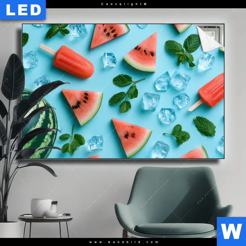 Canvalight® Leuchtbild | Sommergenuss mit Wassermelone | Querformat