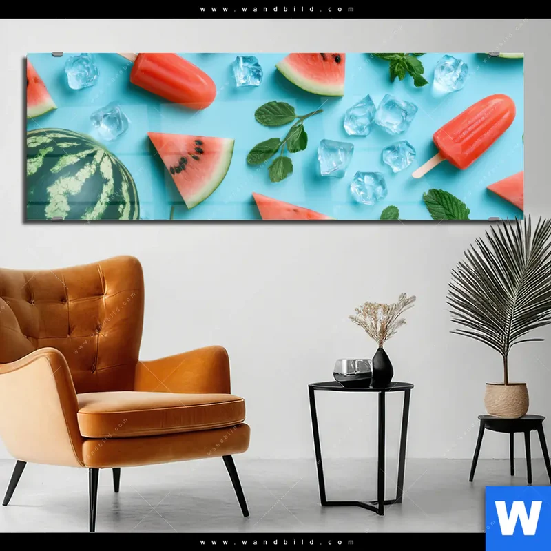 Acrylglasbild | Sommergenuss mit Wassermelone | Panorama