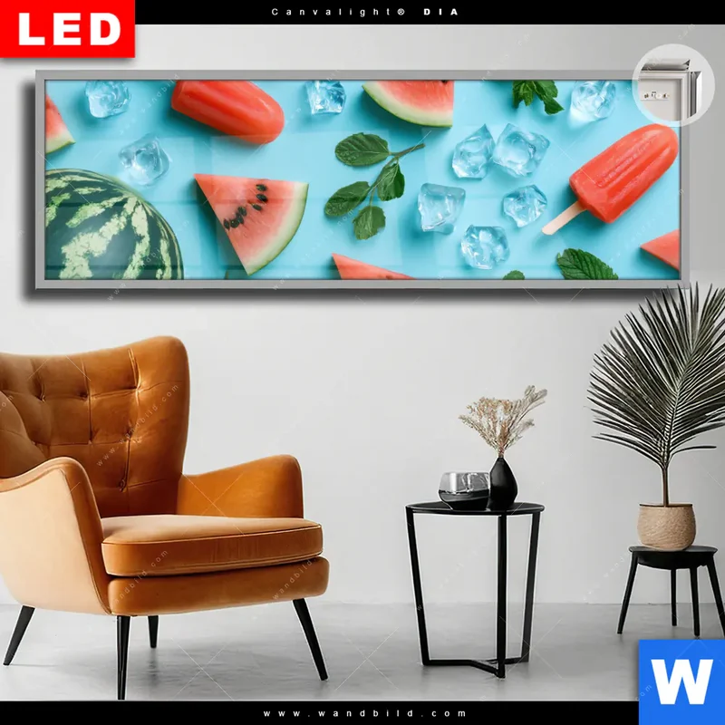 Leuchtbild Acrylglas Canvalight® DIA | Sommergenuss mit Wassermelone | Panorama