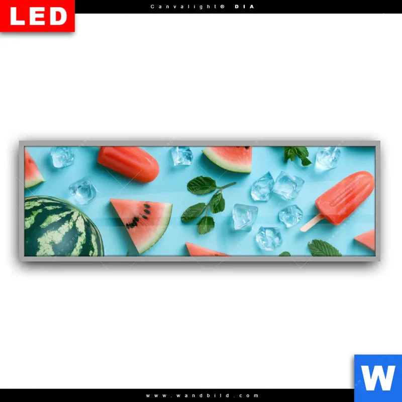 Leuchtbild Acrylglas Canvalight® DIA | Sommergenuss mit Wassermelone | Panorama