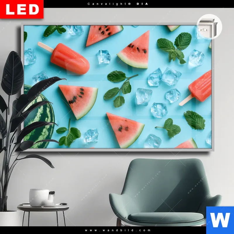 Leuchtbild Acrylglas Canvalight® DIA | Sommergenuss mit Wassermelone | Querformat