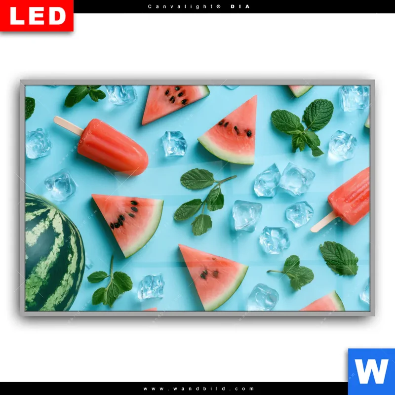 Leuchtbild Acrylglas Canvalight® DIA | Sommergenuss mit Wassermelone | Querformat