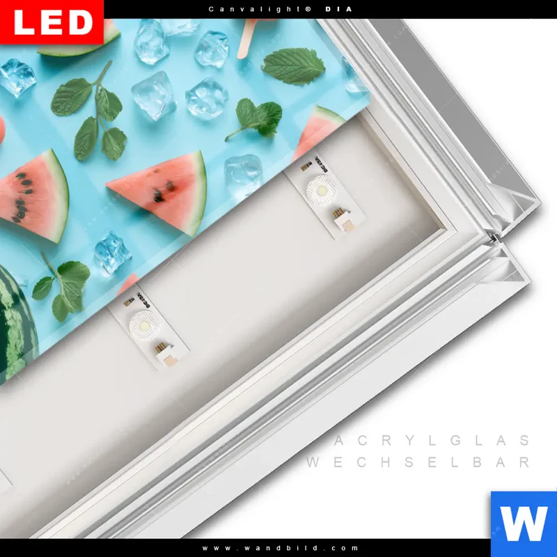 Leuchtbild Acrylglas Canvalight® DIA | Sommergenuss mit Wassermelone | Querformat
