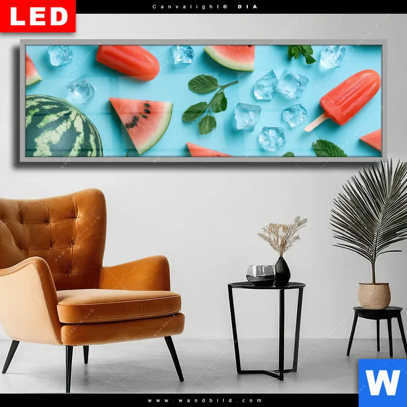 Wechselmotiv Acrylglas Canvalight® DIA | Sommergenuss mit Wassermelone | Panorama