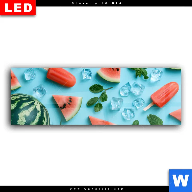 Wechselmotiv Acrylglas Canvalight® DIA | Sommergenuss mit Wassermelone | Panorama