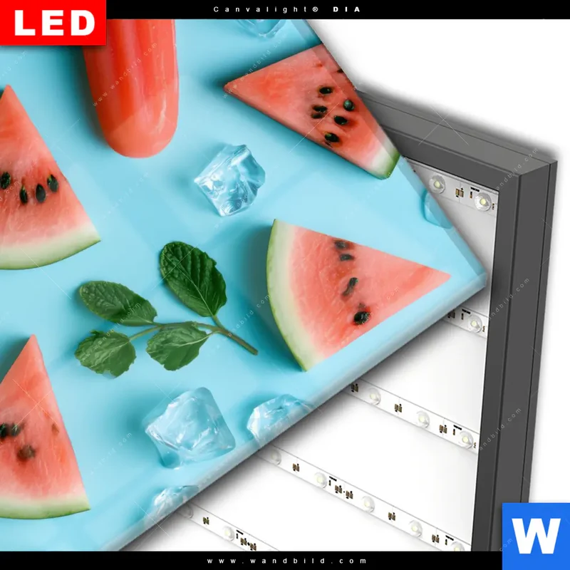 Wechselmotiv Acrylglas Canvalight® DIA | Sommergenuss mit Wassermelone | Quadrat
