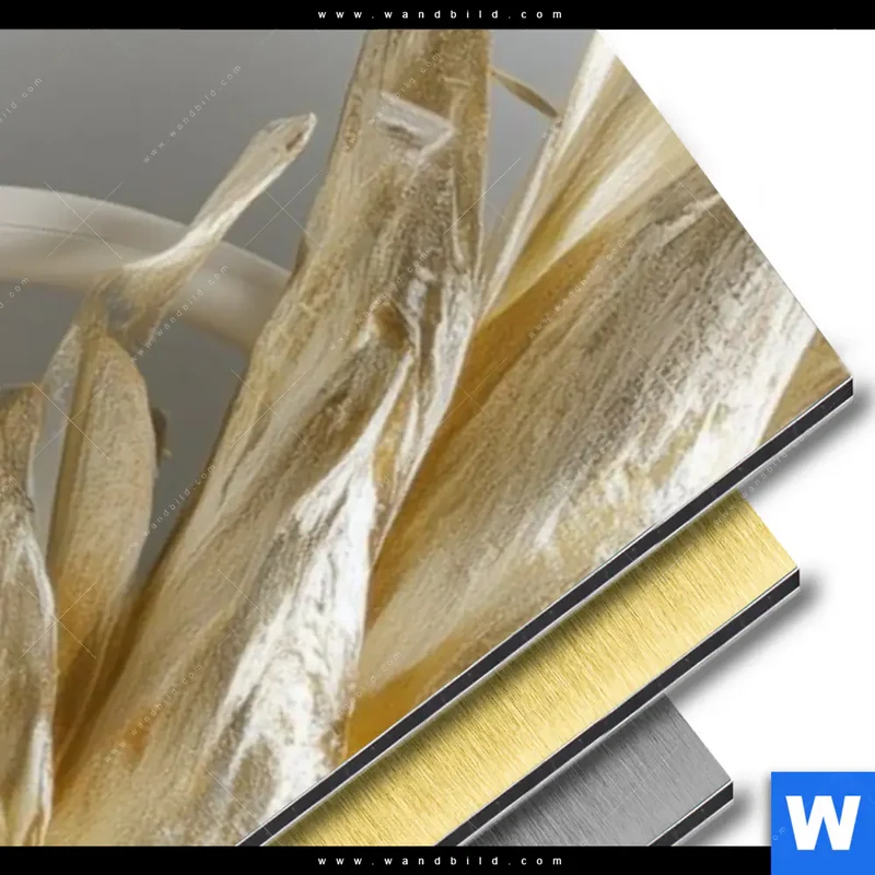 Aluminiumbild gebürstet | Goldene Ananas mit Kopfhörern | Schmal