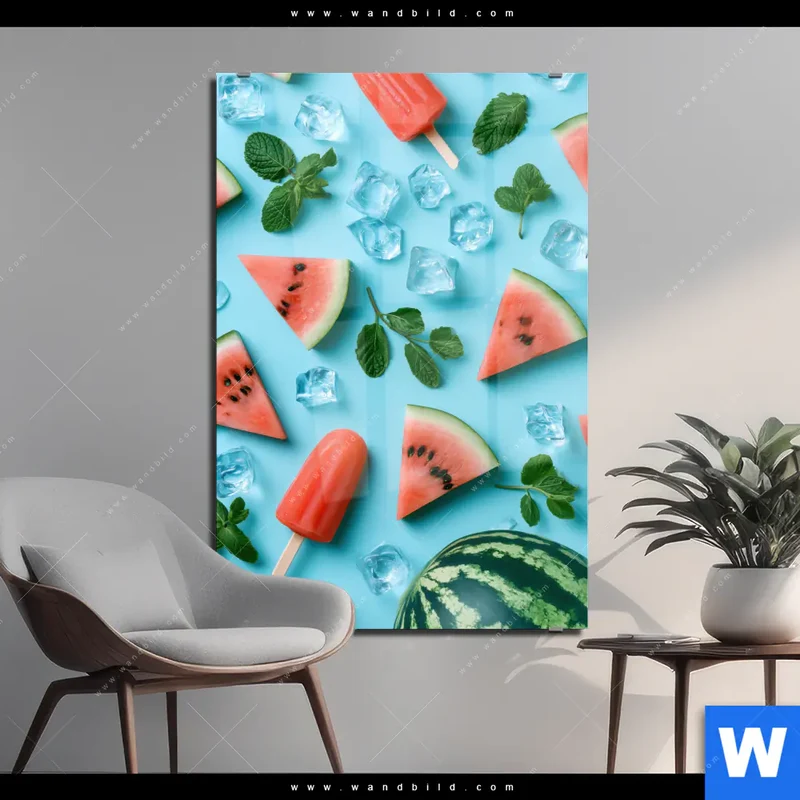 Acrylglasbild | Sommergenuss mit Wassermelone | Hochformat