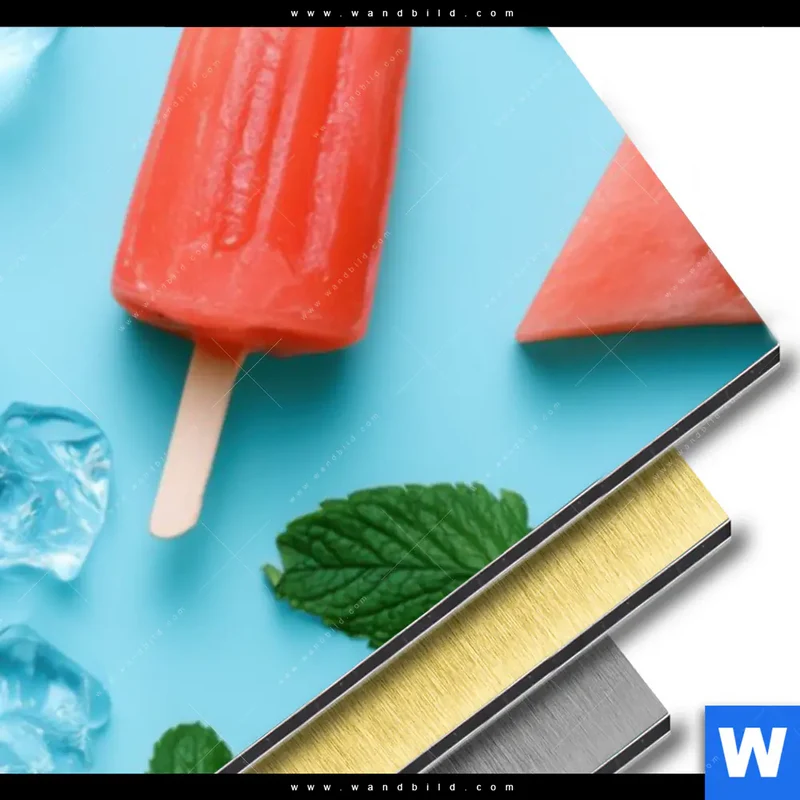 Aluminiumbild gebürstet | Sommergenuss mit Wassermelone | Panorama
