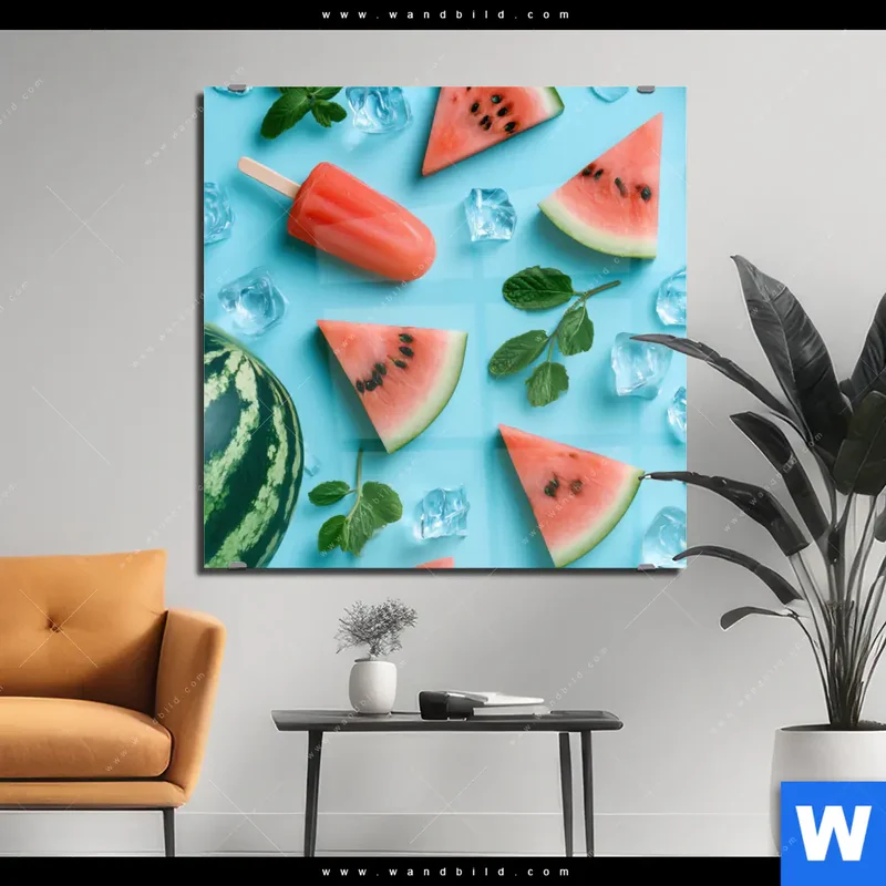 Acrylglasbild | Sommergenuss mit Wassermelone | Quadrat