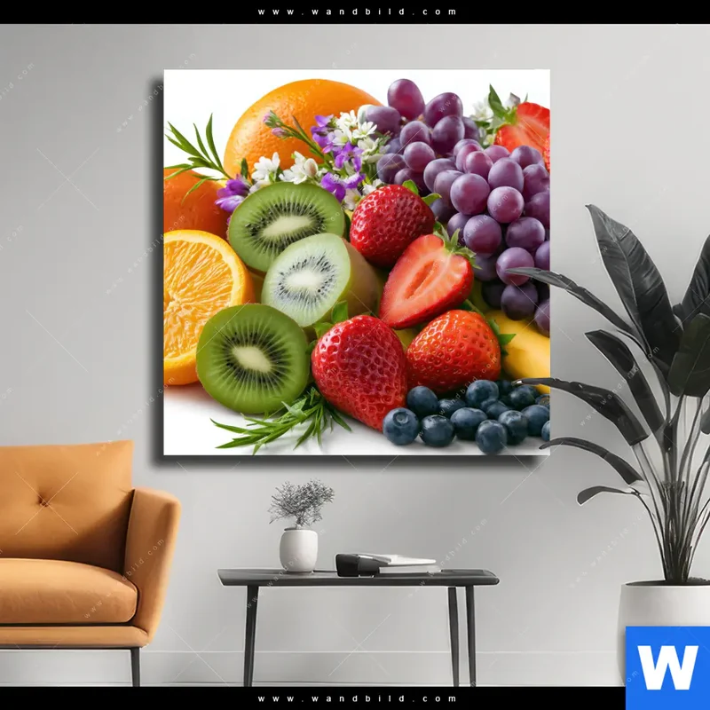 Leinwandbild | Exotische Früchte und Beeren | Quadrat