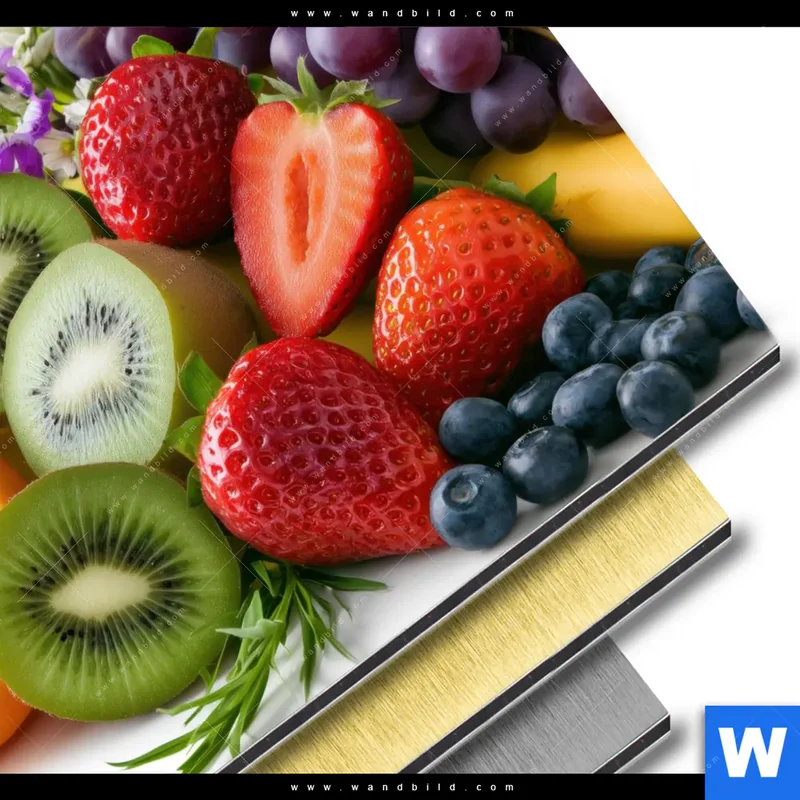 Aluminiumbild gebürstet | Exotische Früchte und Beeren | Quadrat