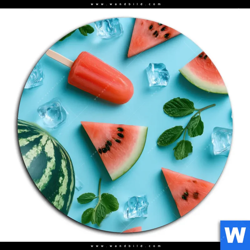 Acrylglasbild | Sommergenuss mit Wassermelone | Rund