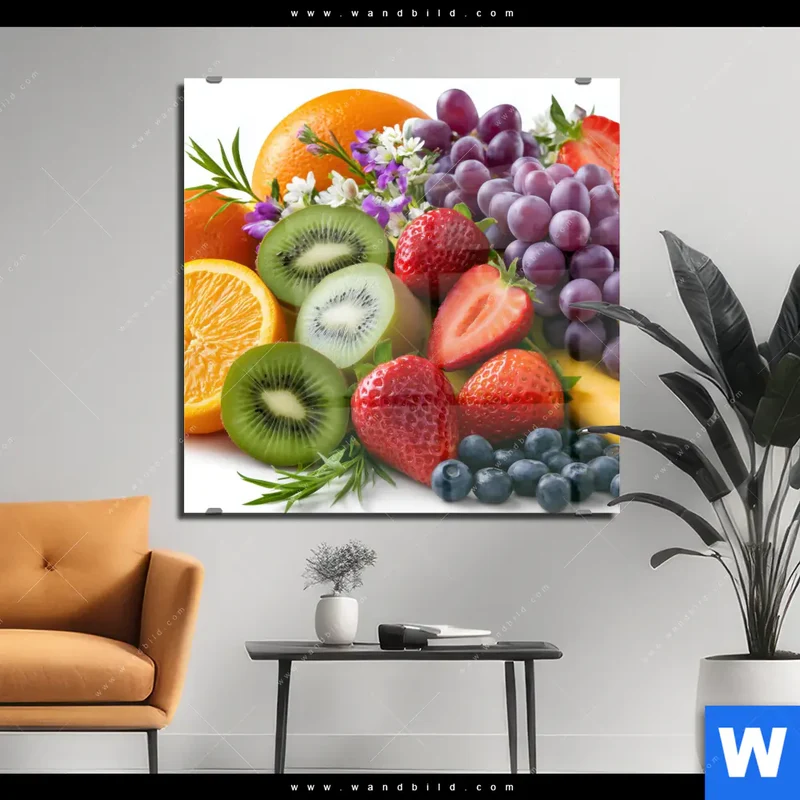 Acrylglasbild | Exotische Früchte und Beeren | Quadrat