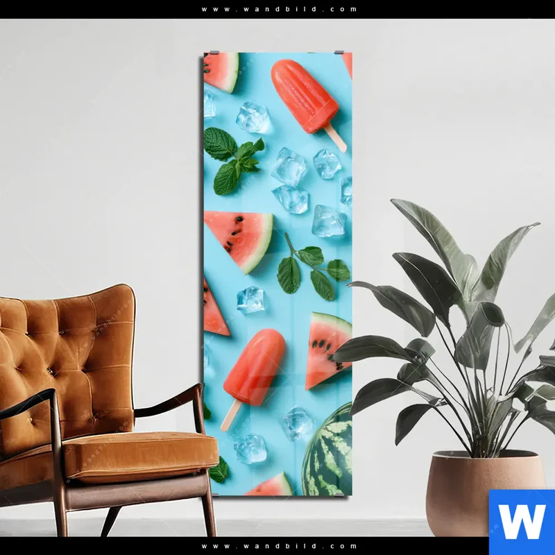 Acrylglasbild | Sommergenuss mit Wassermelone | Schmal