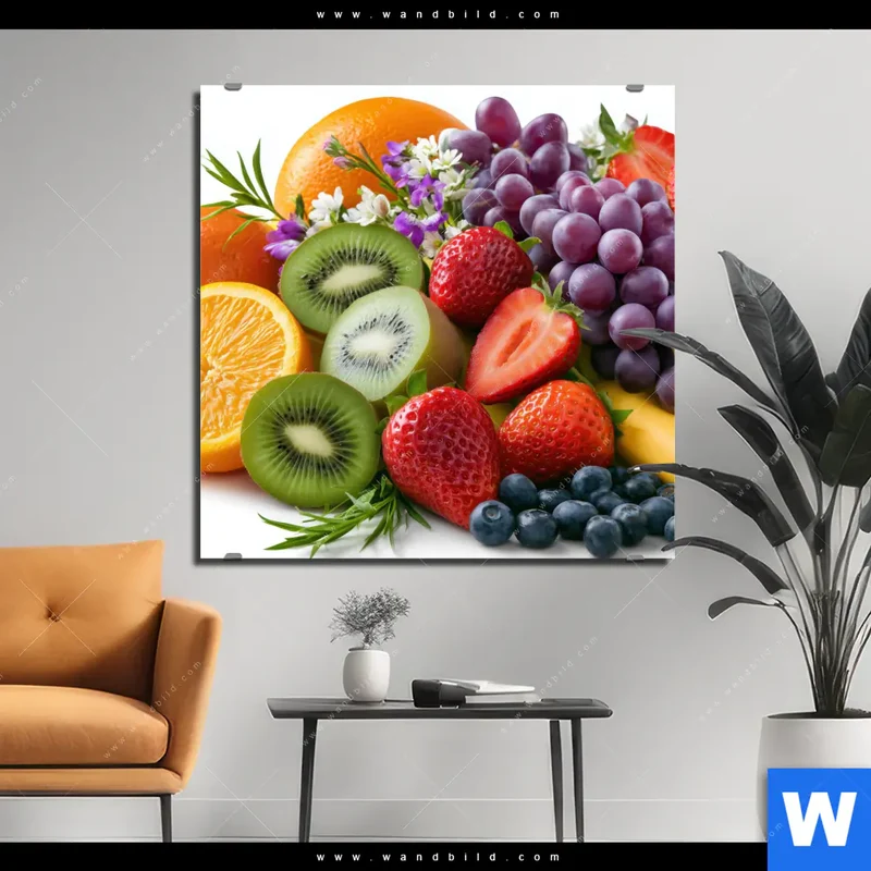 Alu-Dibond Bild | Exotische Früchte und Beeren | Quadrat