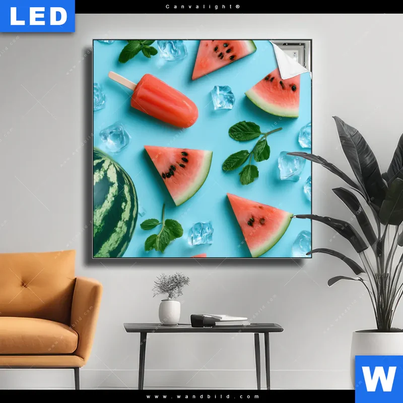 Canvalight® Leuchtbild | Sommergenuss mit Wassermelone | Quadrat