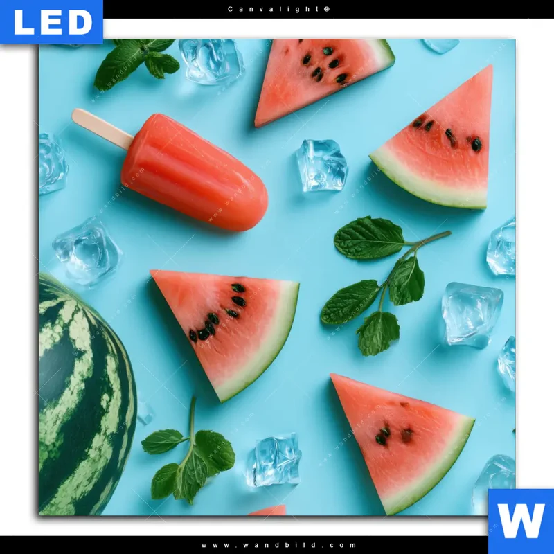 Canvalight® Leuchtbild | Sommergenuss mit Wassermelone | Quadrat