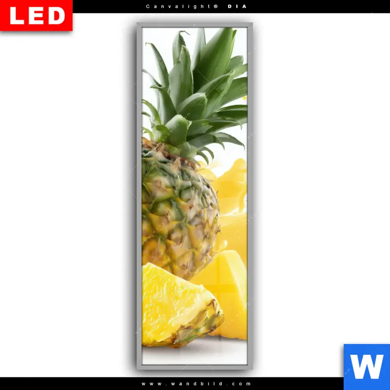 Leuchtbild Acrylglas Canvalight® DIA | Tropische Frische - Ananas-Explosion | Schmal