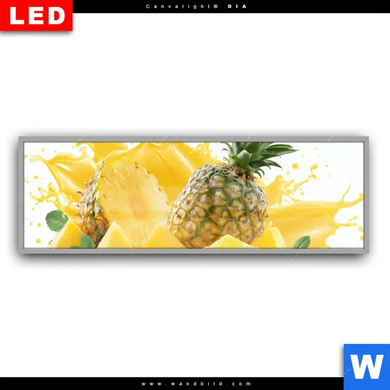 Leuchtbild Acrylglas Canvalight® DIA | Tropische Frische - Ananas-Explosion | Panorama