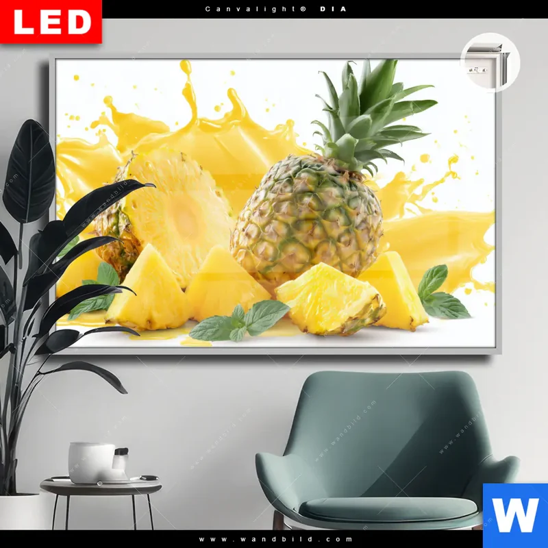 Leuchtbild Acrylglas Canvalight® DIA | Tropische Frische - Ananas-Explosion | Querformat