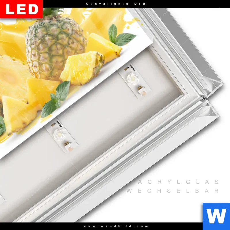 Leuchtbild Acrylglas Canvalight® DIA | Tropische Frische - Ananas-Explosion | Querformat