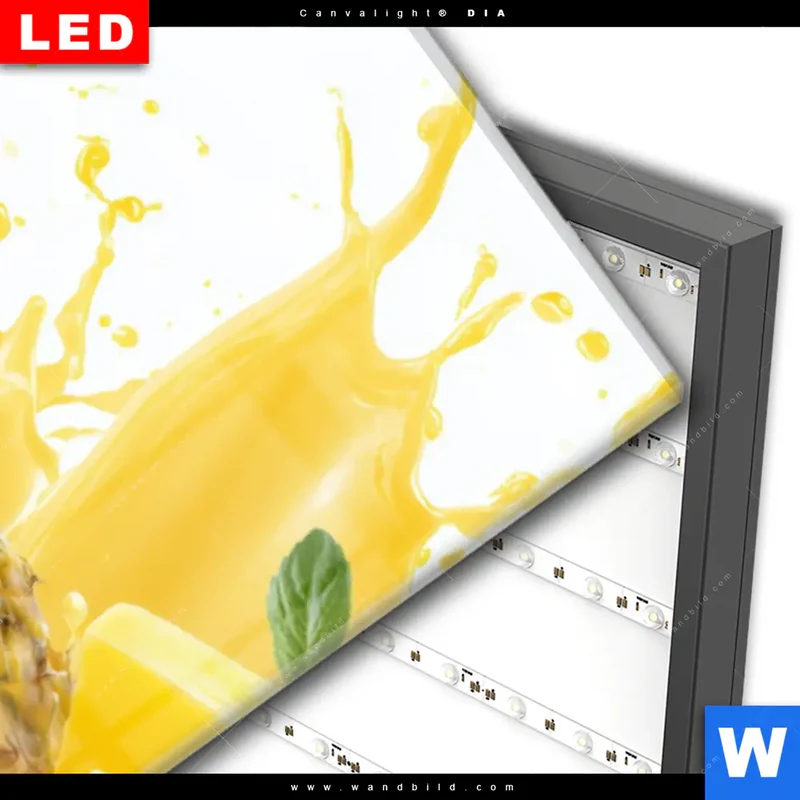 Wechselmotiv Acrylglas Canvalight® DIA | Tropische Frische - Ananas-Explosion | Panorama