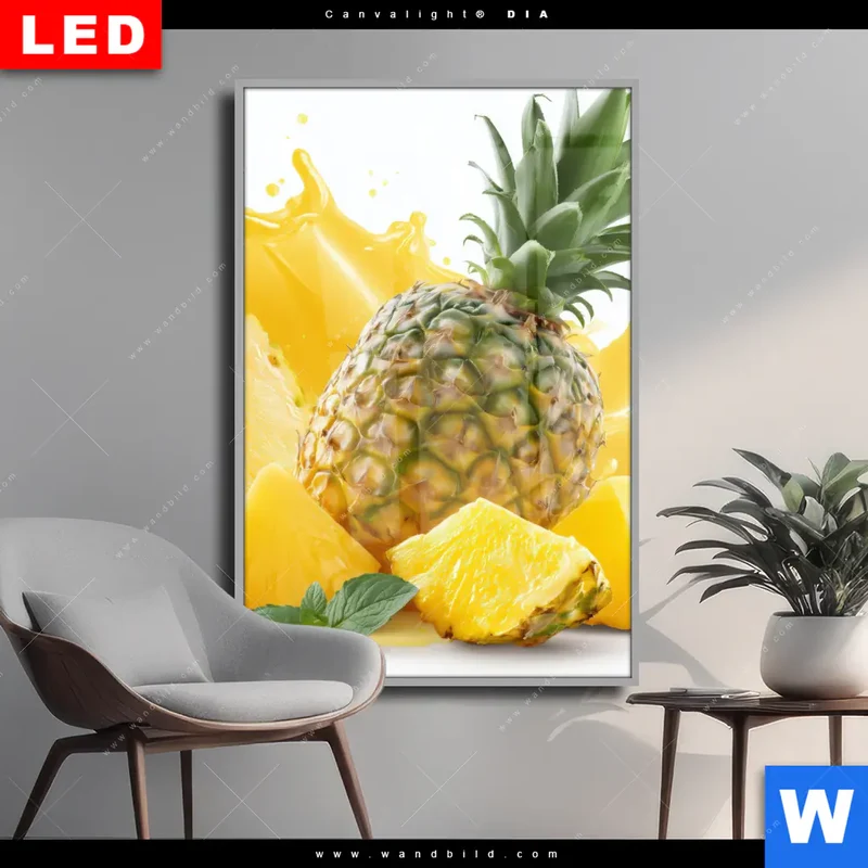 Wechselmotiv Acrylglas Canvalight® DIA | Tropische Frische - Ananas-Explosion | Hochformat