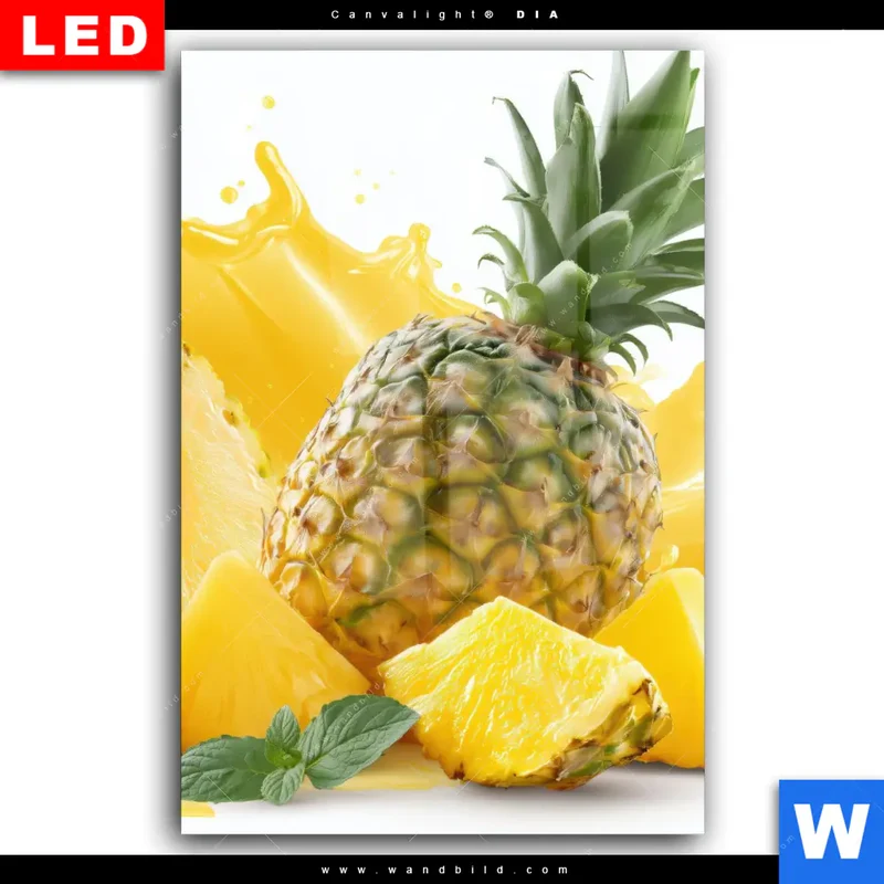 Wechselmotiv Acrylglas Canvalight® DIA | Tropische Frische - Ananas-Explosion | Hochformat