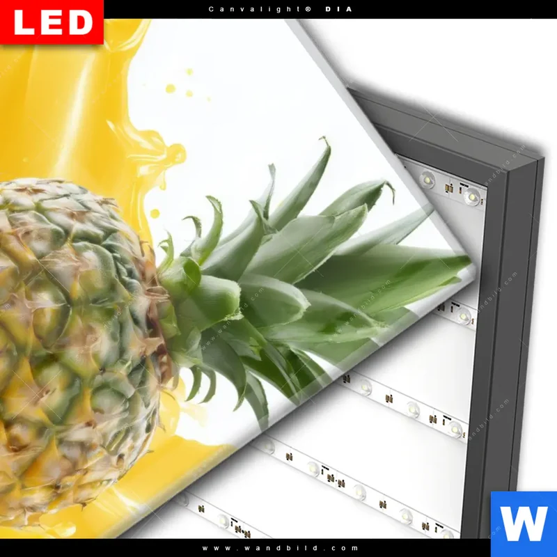 Wechselmotiv Acrylglas Canvalight® DIA | Tropische Frische - Ananas-Explosion | Hochformat