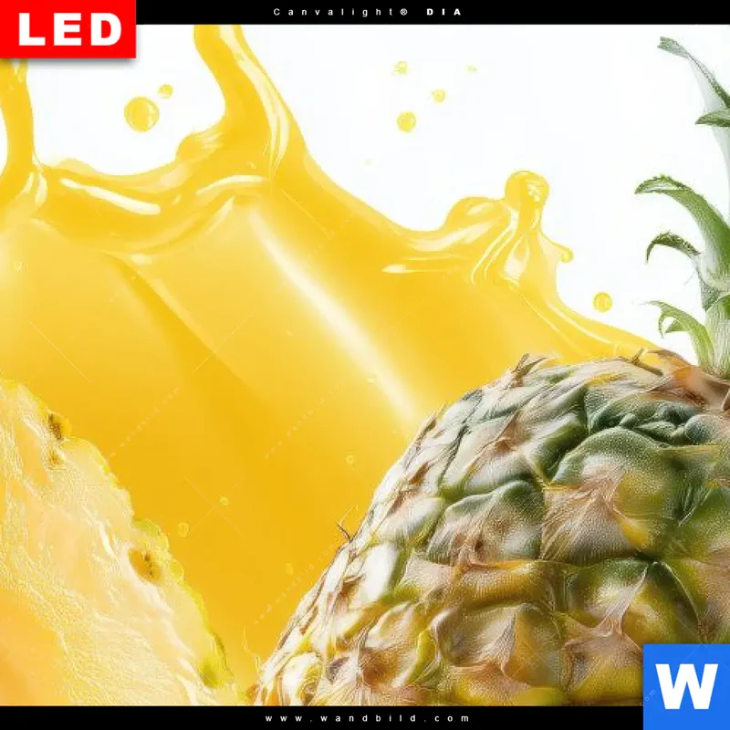 Wechselmotiv Acrylglas Canvalight® DIA | Tropische Frische - Ananas-Explosion | Hochformat