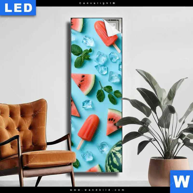 Canvalight® Leuchtbild | Sommergenuss mit Wassermelone | Schmal