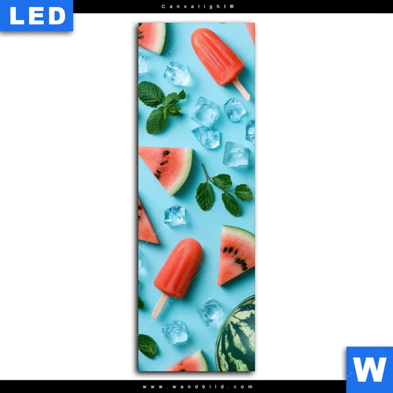 Canvalight® Leuchtbild | Sommergenuss mit Wassermelone | Schmal