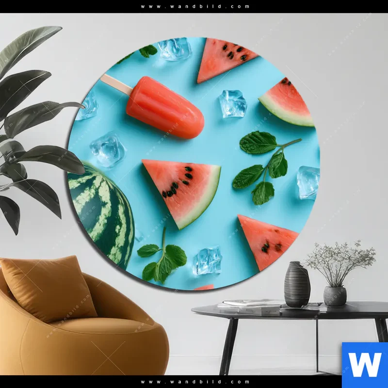 Alu-Dibond Bild | Sommergenuss mit Wassermelone | Rund