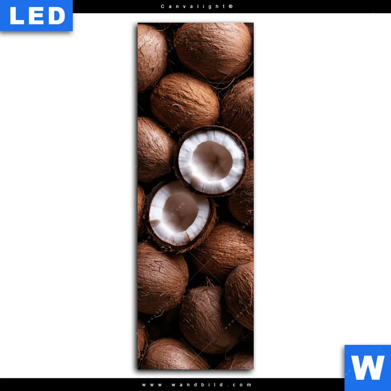 Canvalight® Leuchtbild | Tropische Kokosnüsse – Exotischer Genuss | Schmal