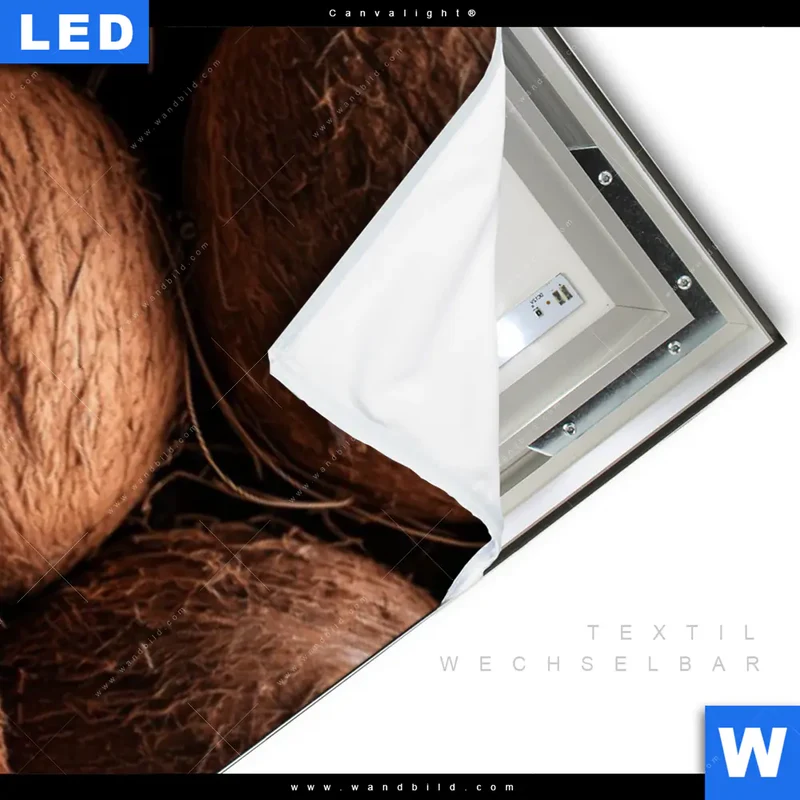 Canvalight® Leuchtbild | Tropische Kokosnüsse – Exotischer Genuss | Schmal