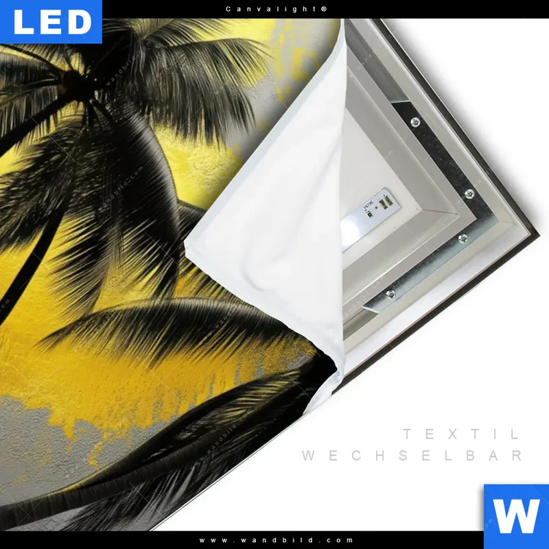 Canvalight® Leuchtbild | Palmenparadies im Goldglanz | Hochformat