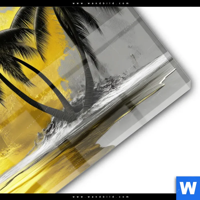 Acrylglasbild | Palmenparadies im Goldglanz | Querformat